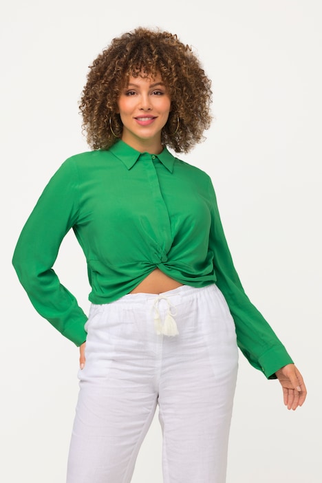 Hemdbluse, Knoten, kurz, Hemdkragen, Langarm