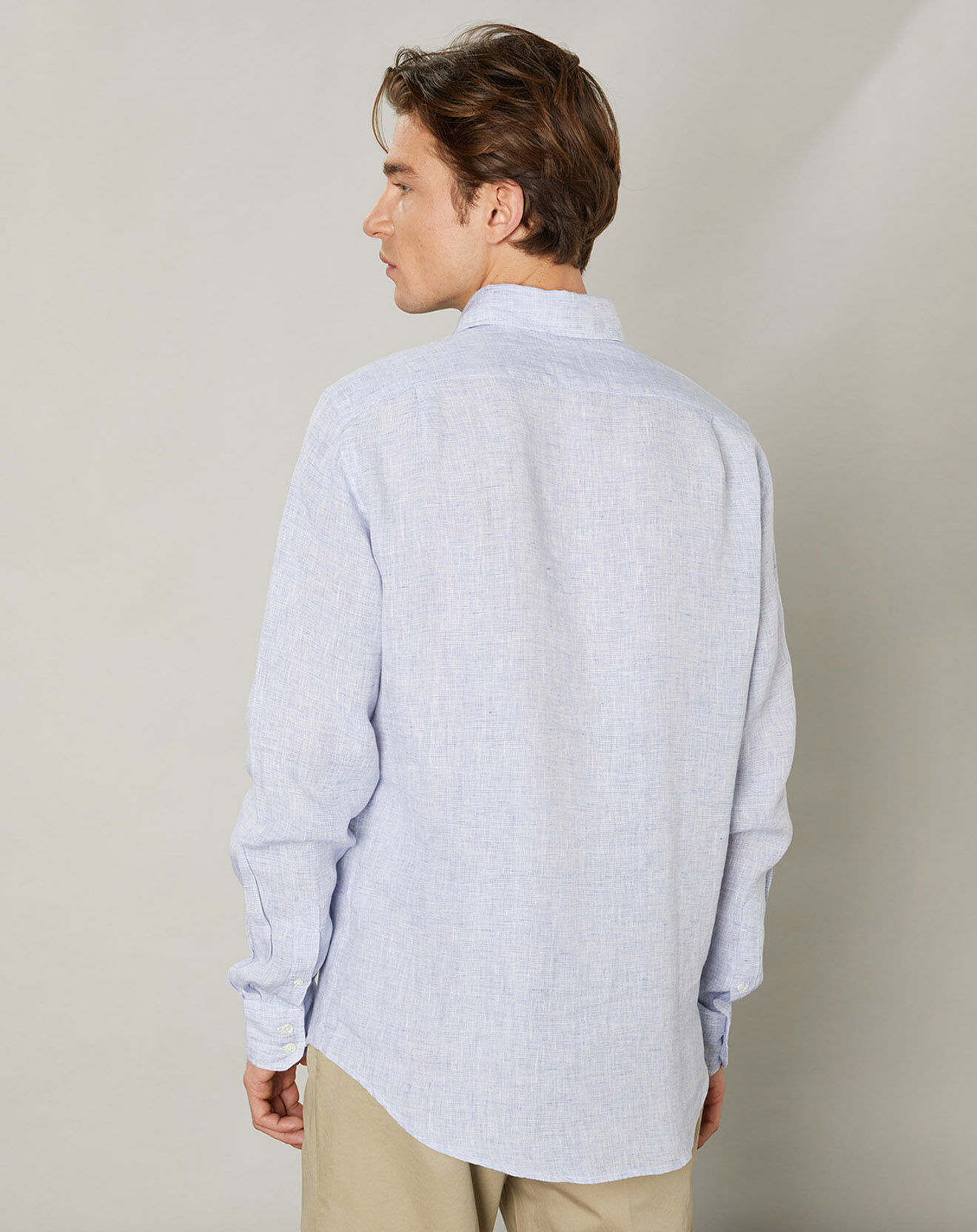Hartford Chemise regular 100% Lin Paul bleu ciel