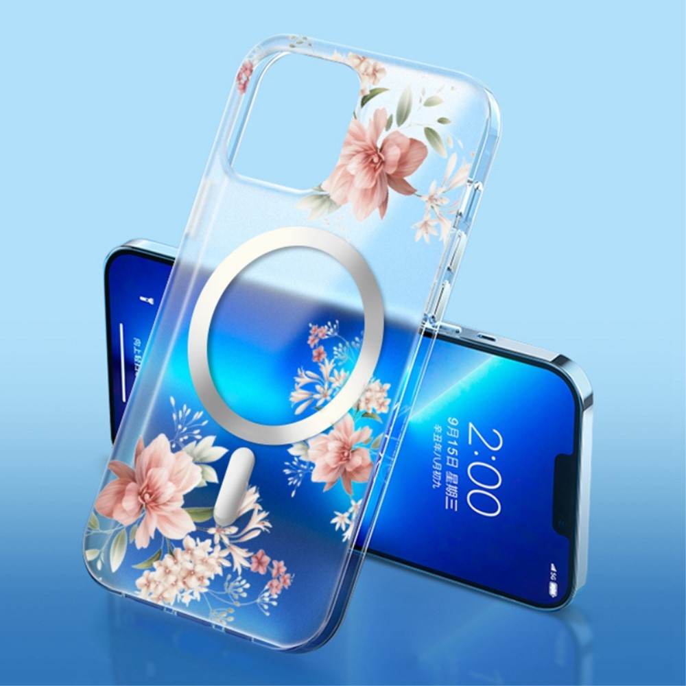 iPhone 14 MagSafe Hybrid Hülle TPU Bumper Acryl Rückseite - Begonien