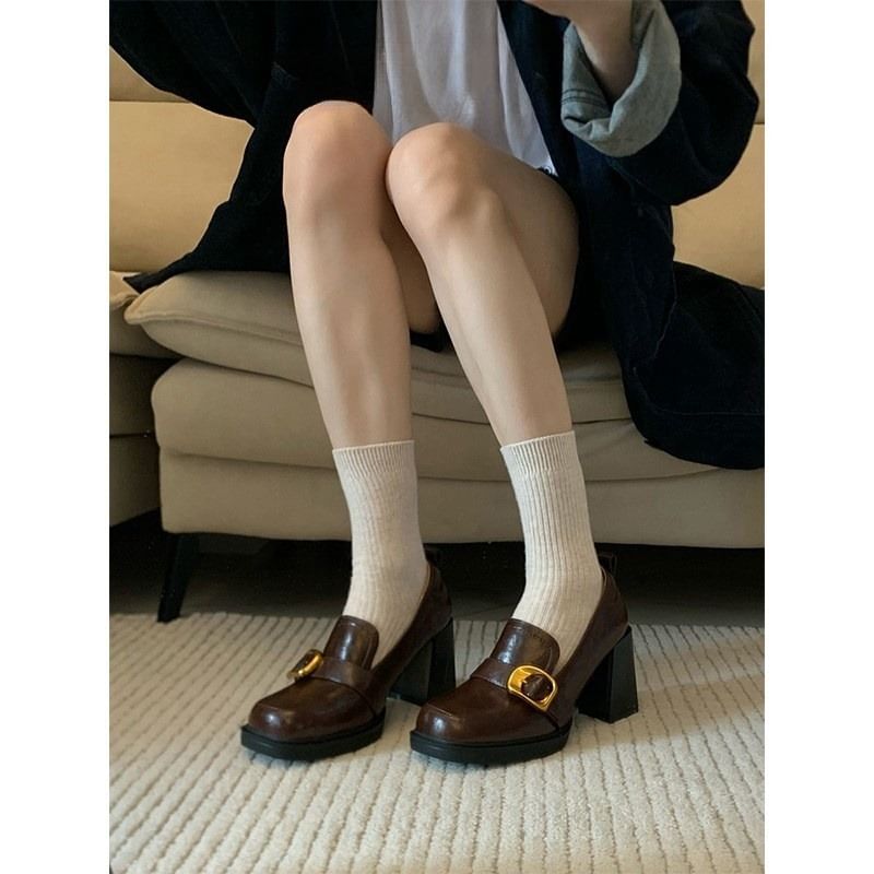 Karlao - Loafers met vierkante neus en blokhak en gesp