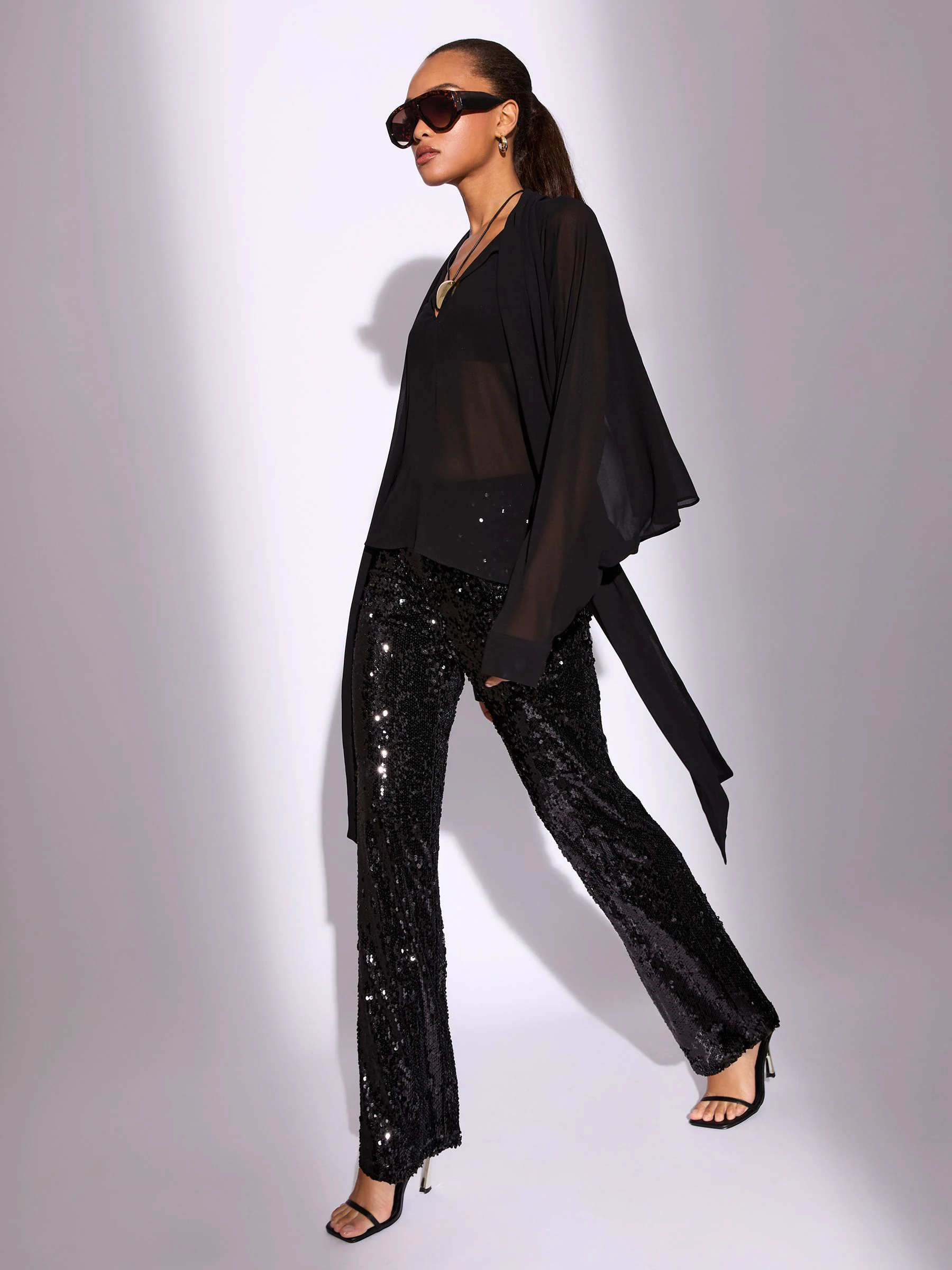 Zwart - Lipsy - Broek met lovertjes