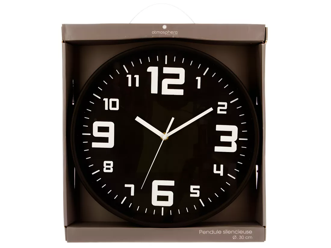Pendule murale silencieuse Best Noir D 30 cm
