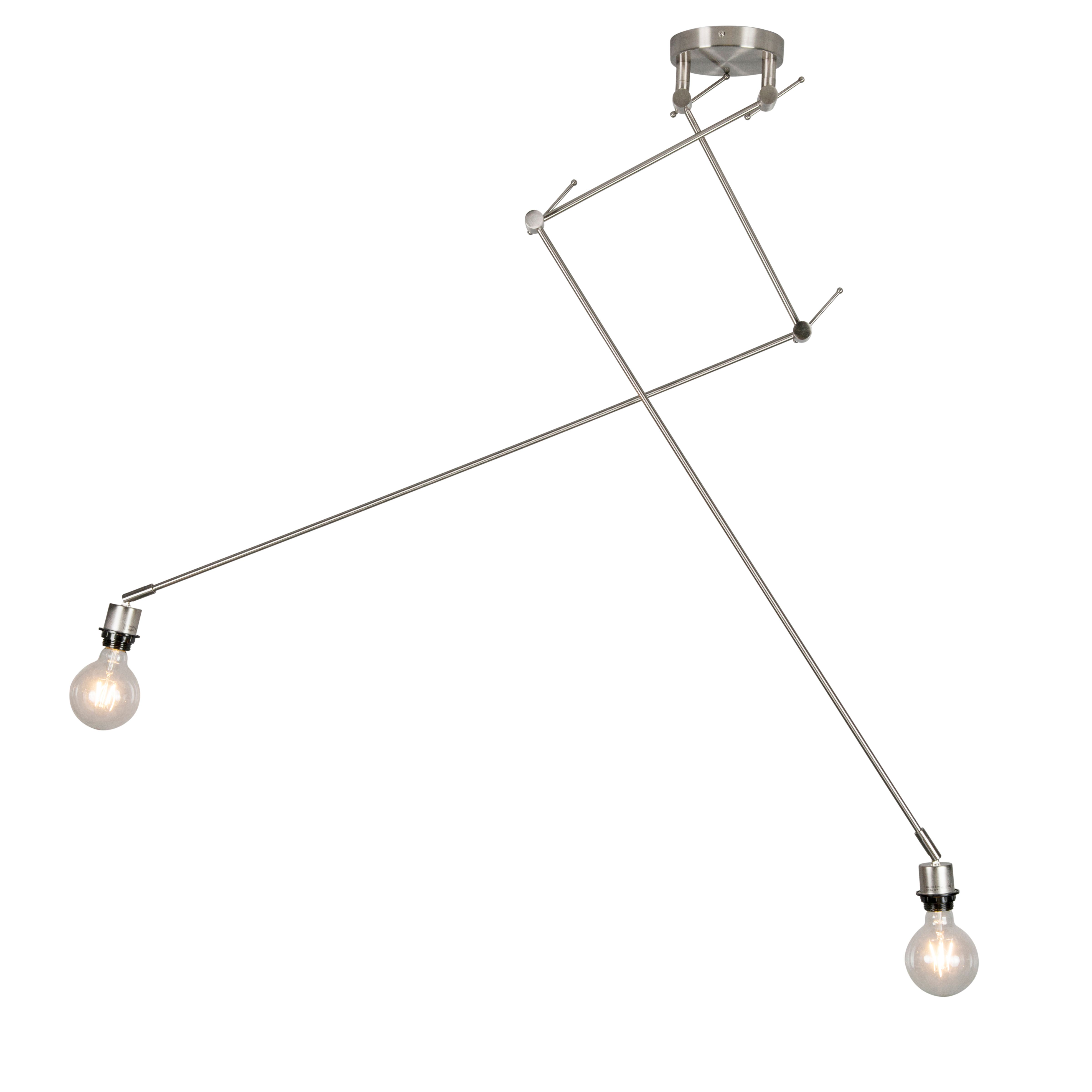Moderne hanglamp staal zonder kap 2-lichts - Blitz