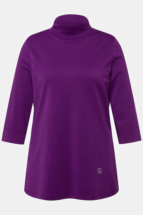 Shirt, A-Linie, Stehkragen, 3/4-Arm, Pima Cotton