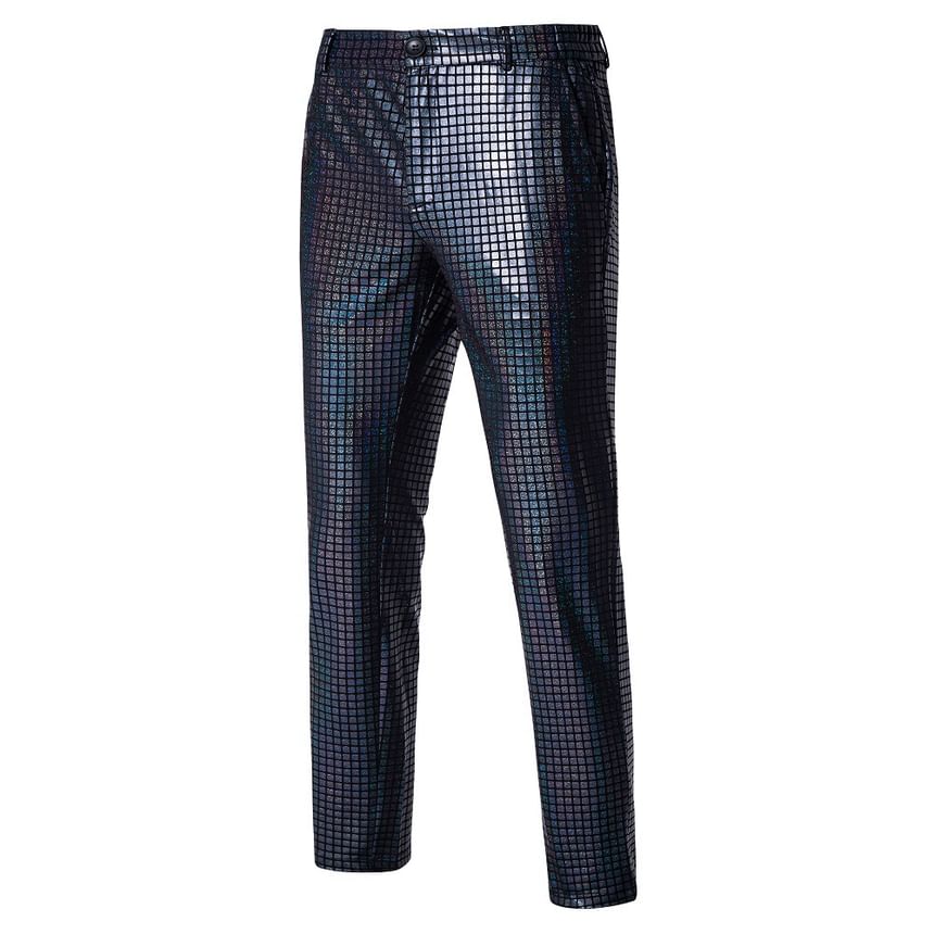 FORSETI - Glanzende rechte broek met middelhoge taille