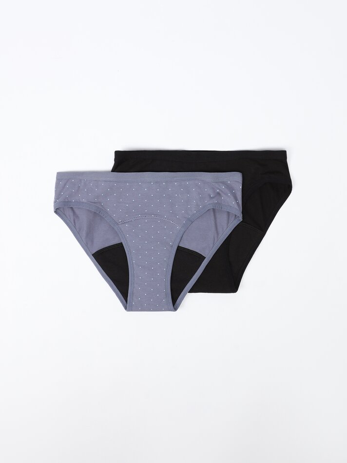 Pacote com 2 calcinhas menstruais de algodão - Azul