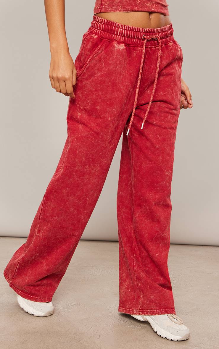 Rouge Joggers Larges Délavés