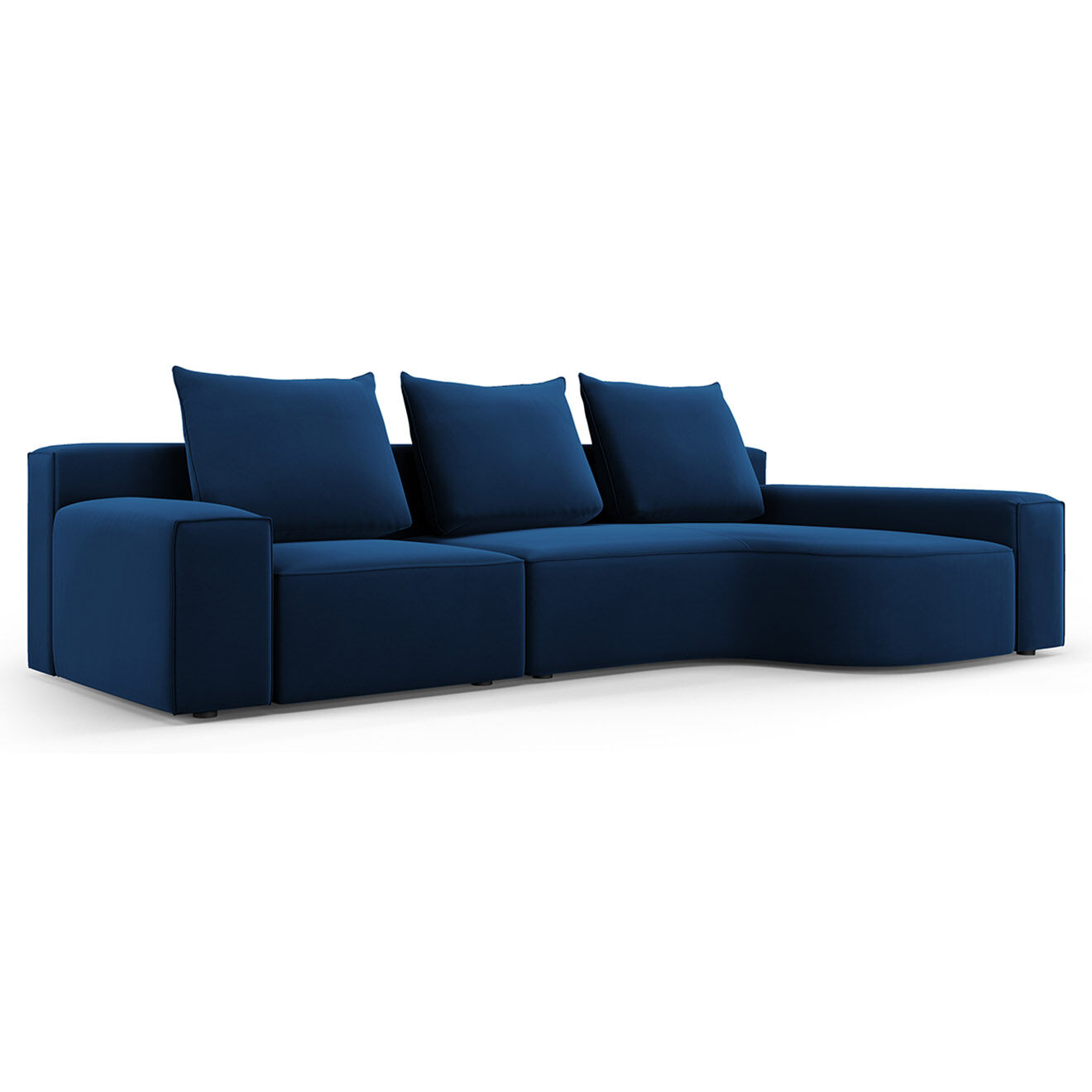 Mazzini Sofas Canapé d'angle Droit Velours Ivy 4 Places bleu roi - 280x137x89 cm
