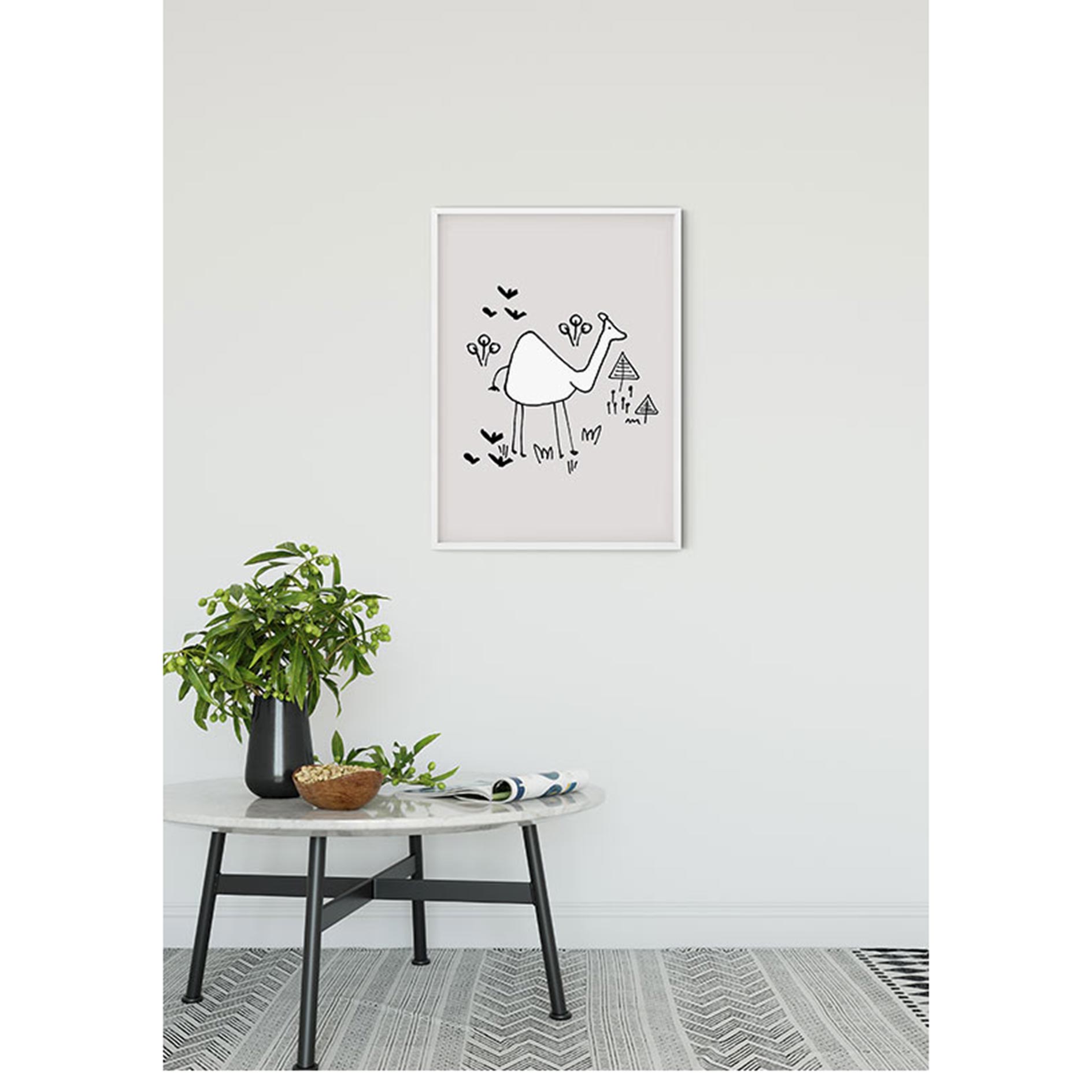 Wandbild SKRIBBLE CAMEL - schwarz-weiß - 50x70 cm