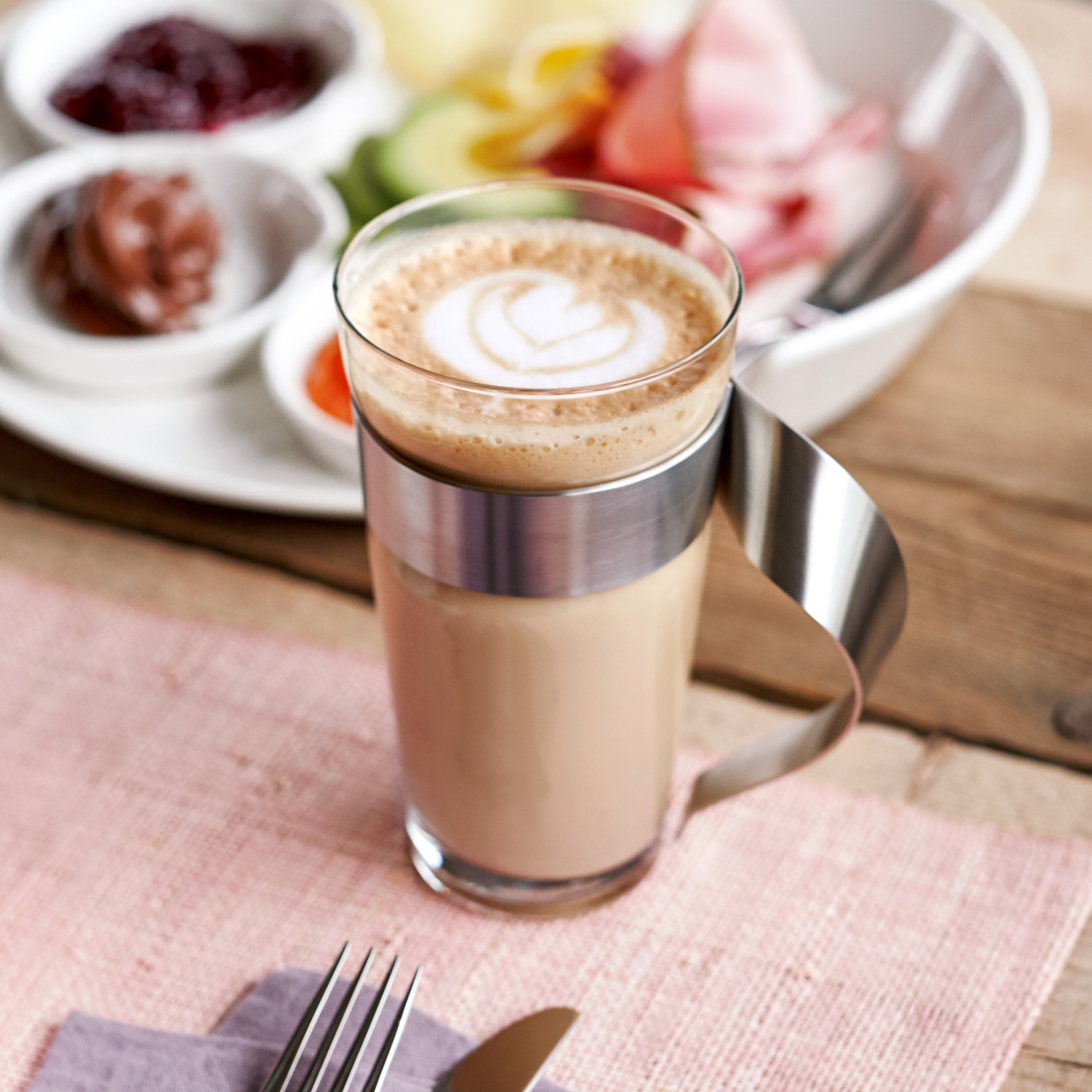 NewWave Latte glass with handle Clear, glass