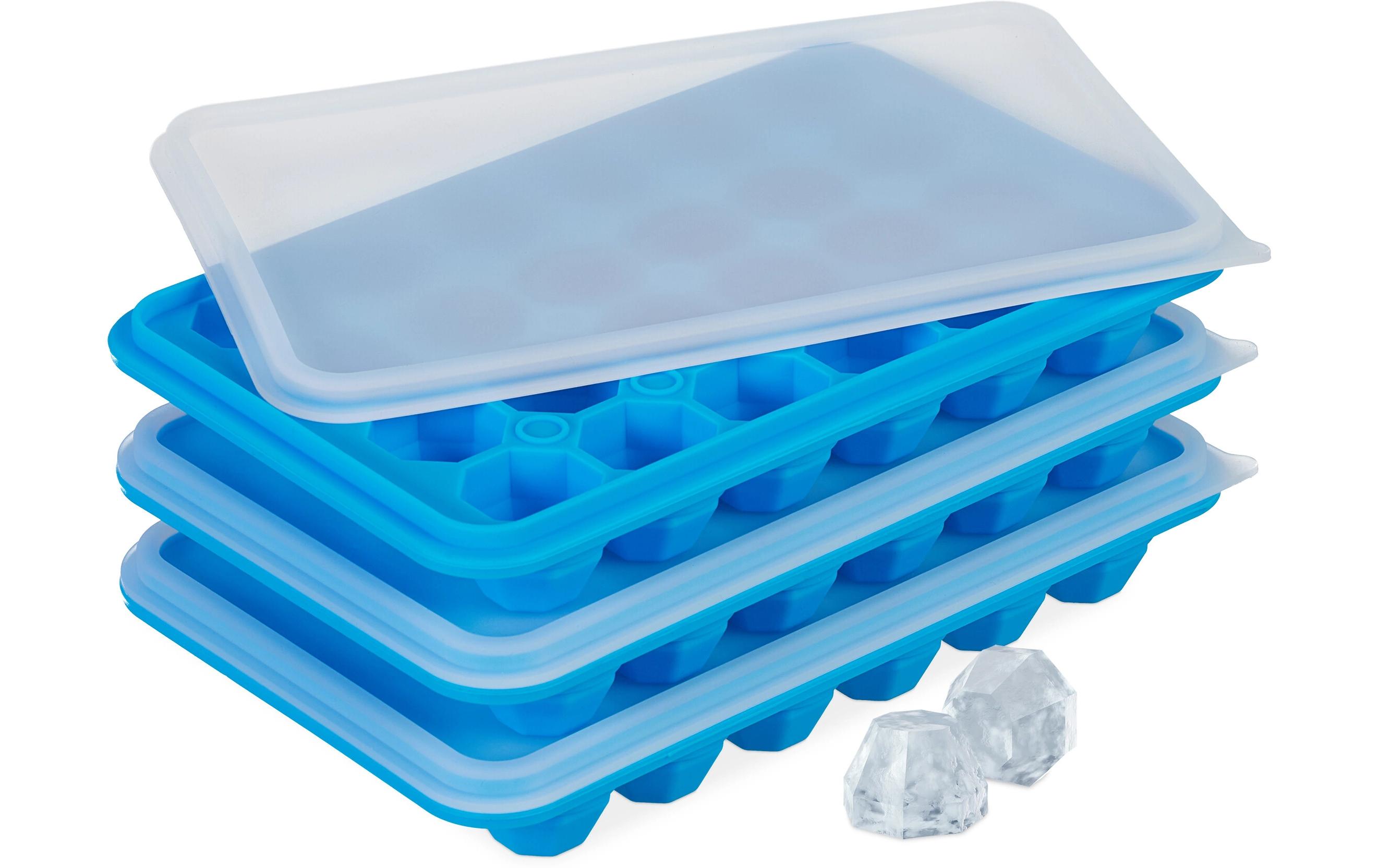 Eiswürfelform Diamant 3 Stück, Blau/TransparentEiswürfelschalen mit Deckel