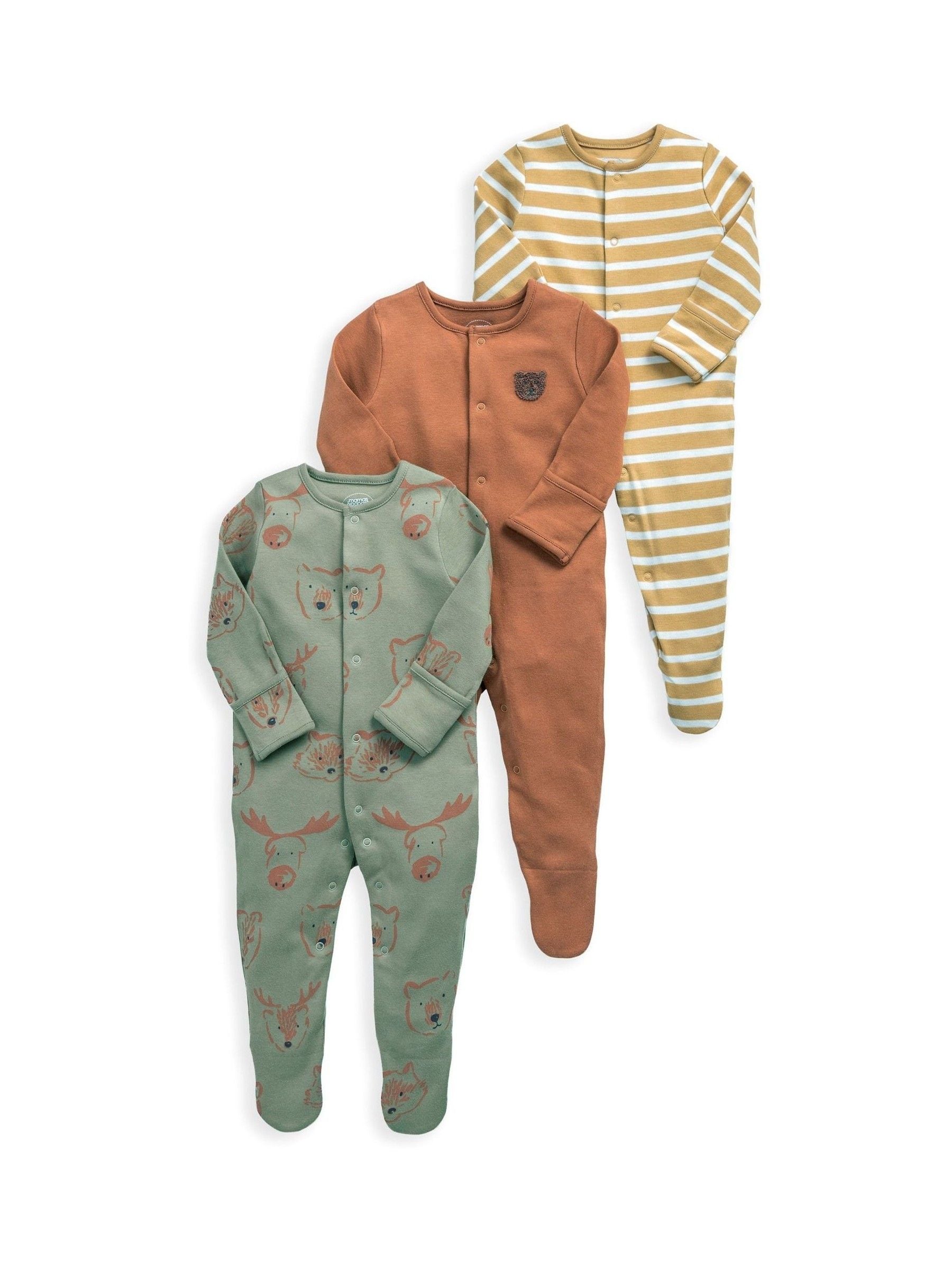 Mamas & Papas Woodland Animals Sleepsuits Pack of 3