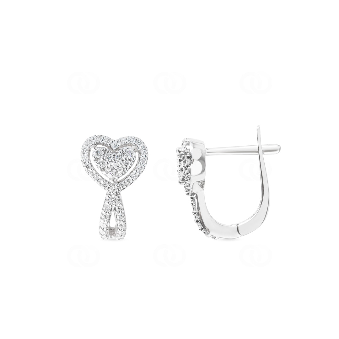 Kreolen 750/18 K Weissgold Herz mit Diamanten 0.44 ct H/si