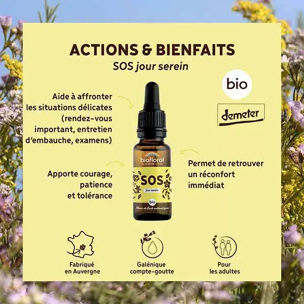 Biofloral Sos Secours Compte Gouttes Bio Demeter 20 ml