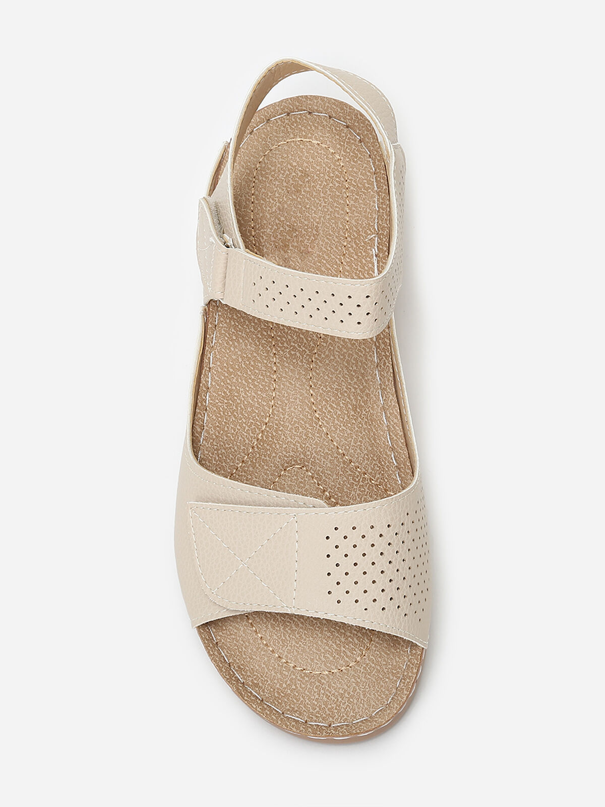 Sandales à scratch grandes tailles- Beige