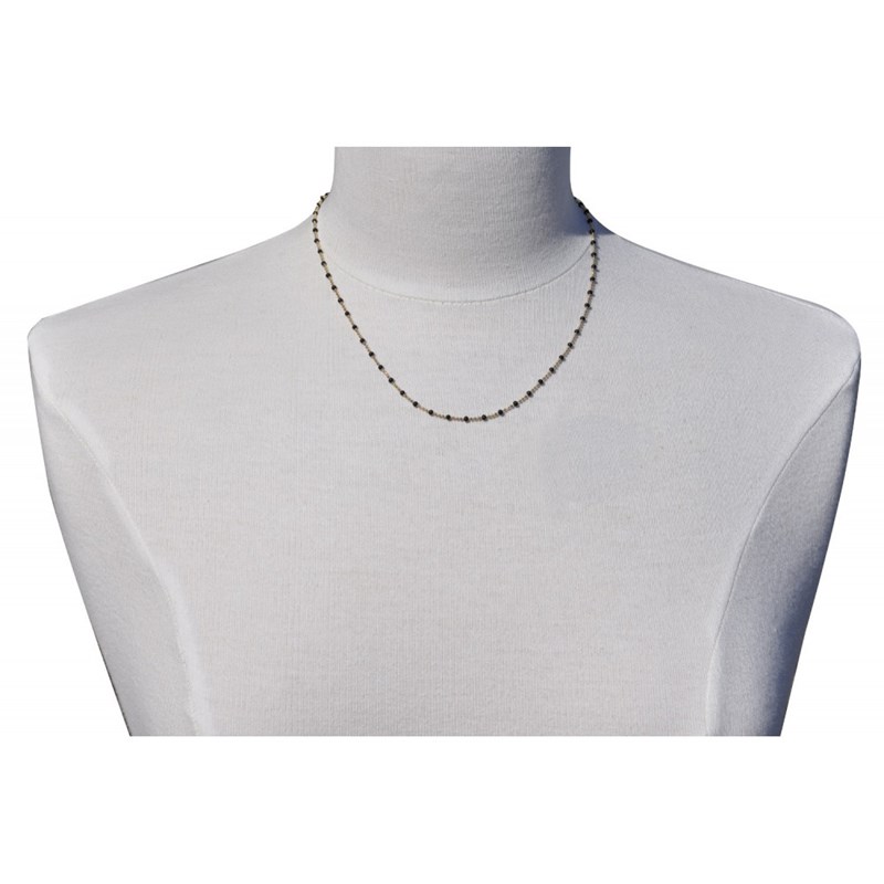 Collier Plaqué Or Chaine Billes et Perles Émaillées