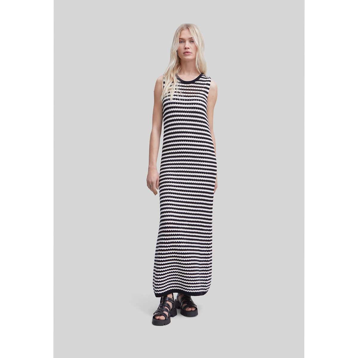 IKKS<br>Vestido longo em estilo náutico, malha vazada