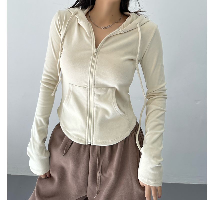 Tiny House - Effen cropped hoodie met rits