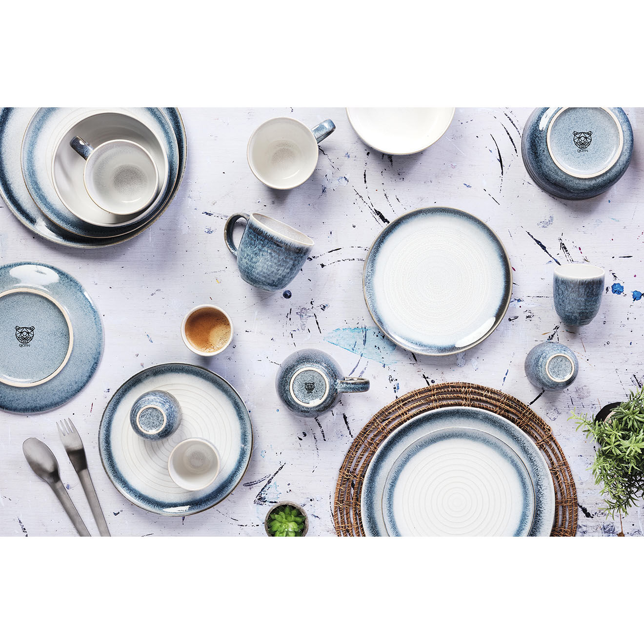 Bjorn 6 Mugs Cosmos bleu/blanc nacré - 30 cl
