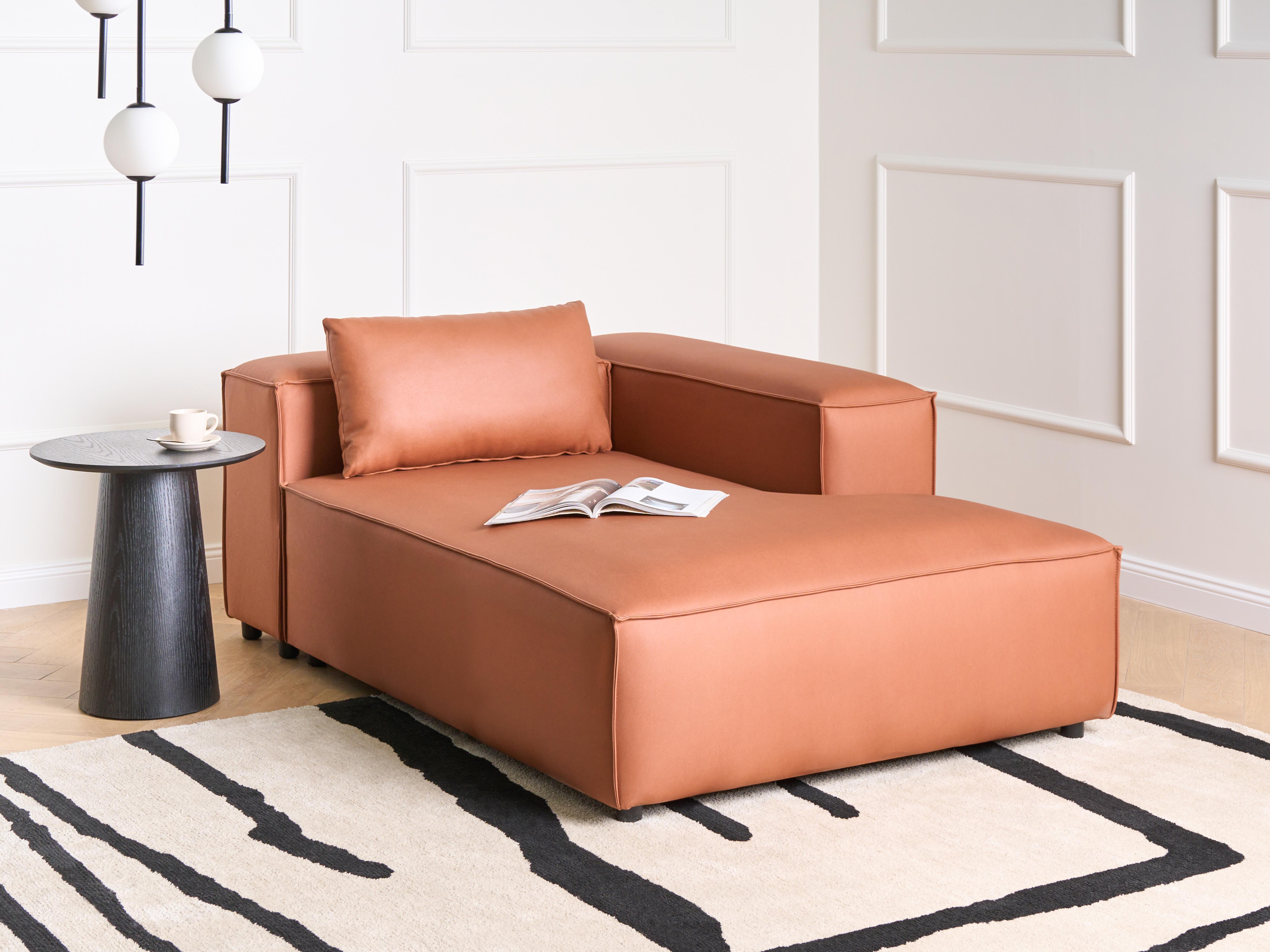 Linkszijdige chaise longue BRANDE Kunstleer Goudbruin