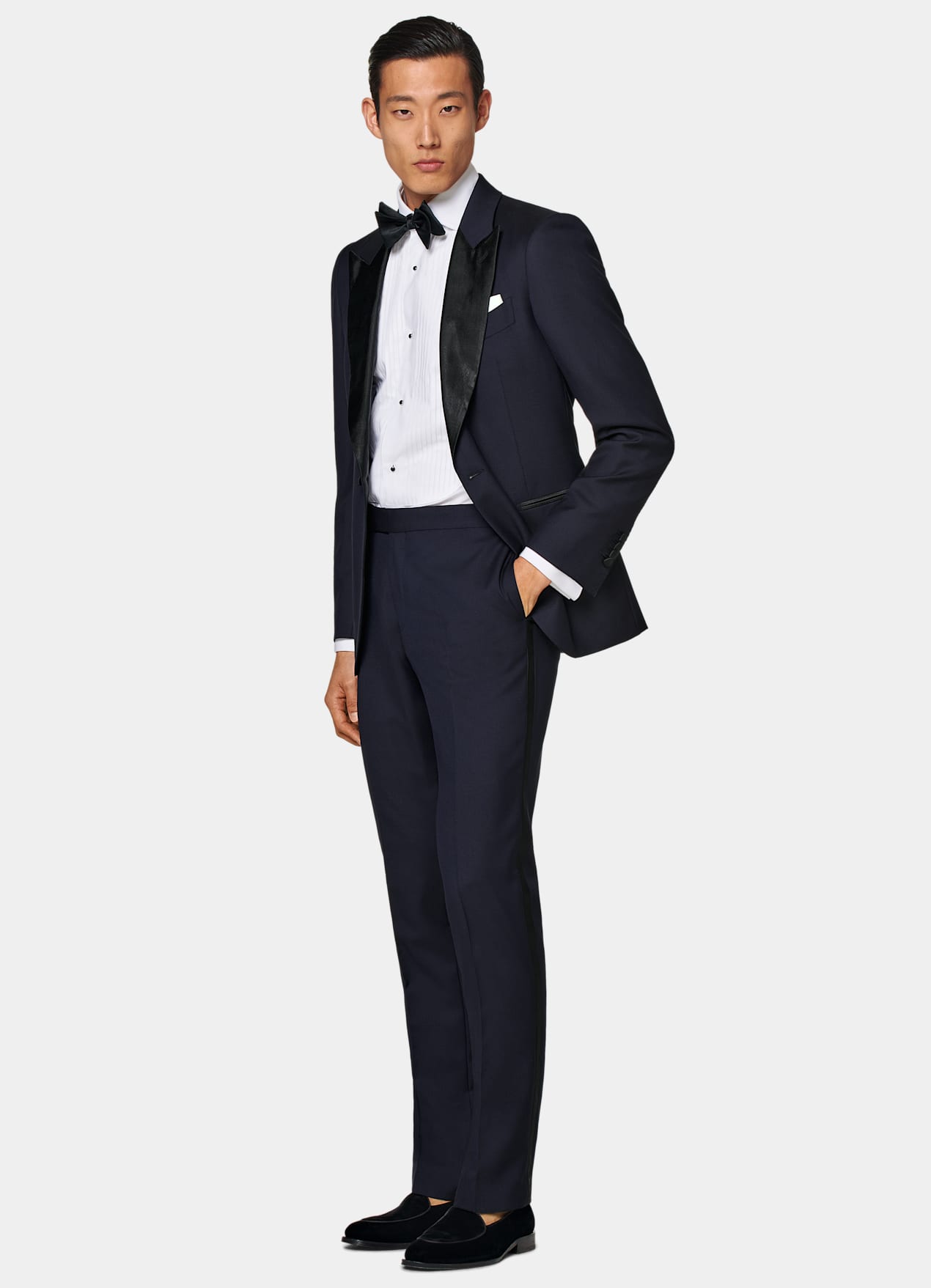 Pantalon de smoking Slim Leg Straight bleu marine