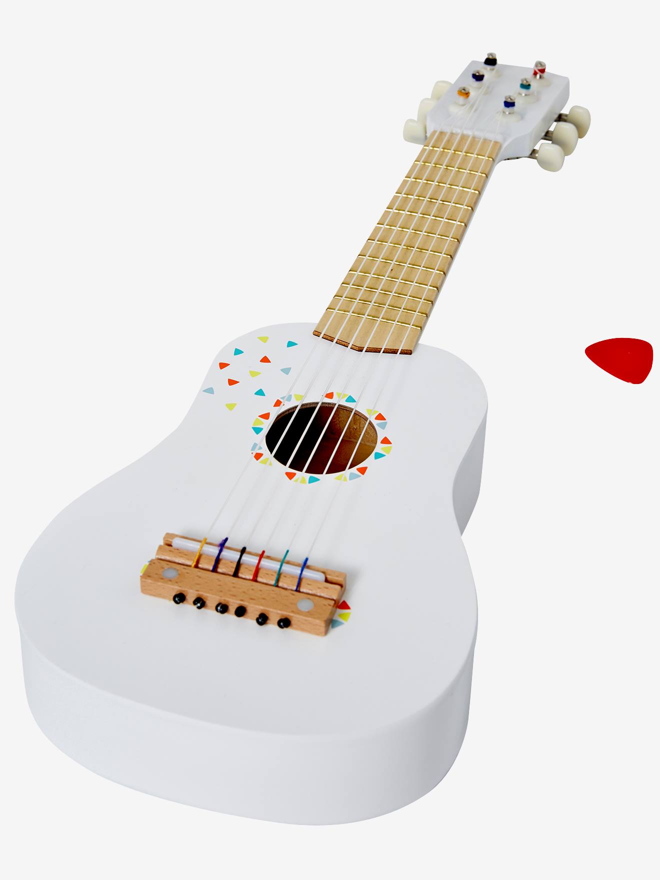 Guitarra de madeira lisa rosa médio com certificação FSC® e motivos.