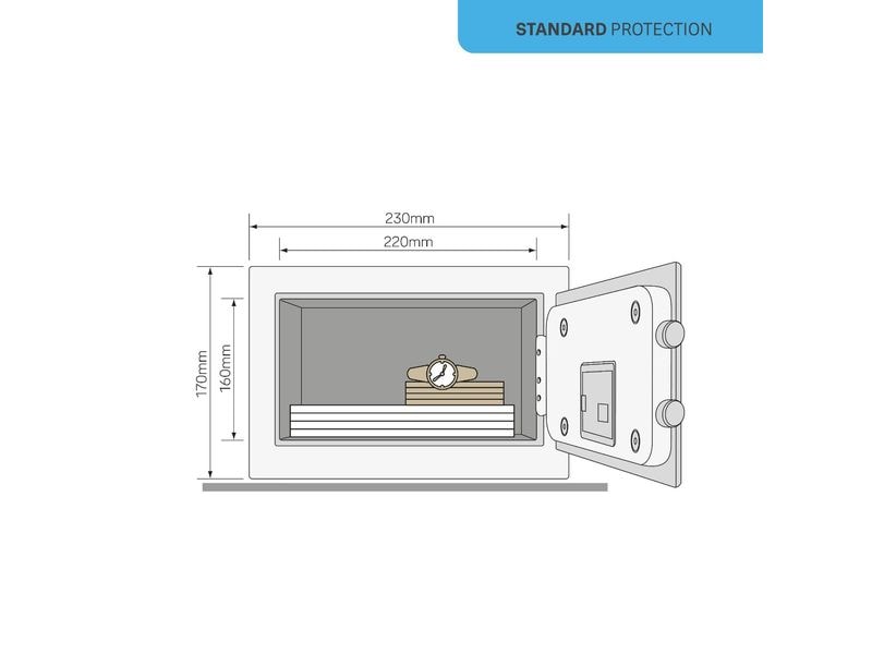 Yale Möbeltresor Value Safe Mini XS, 3,8 l, Blau Tresor mit Tastenfeld und LED-Anzeige