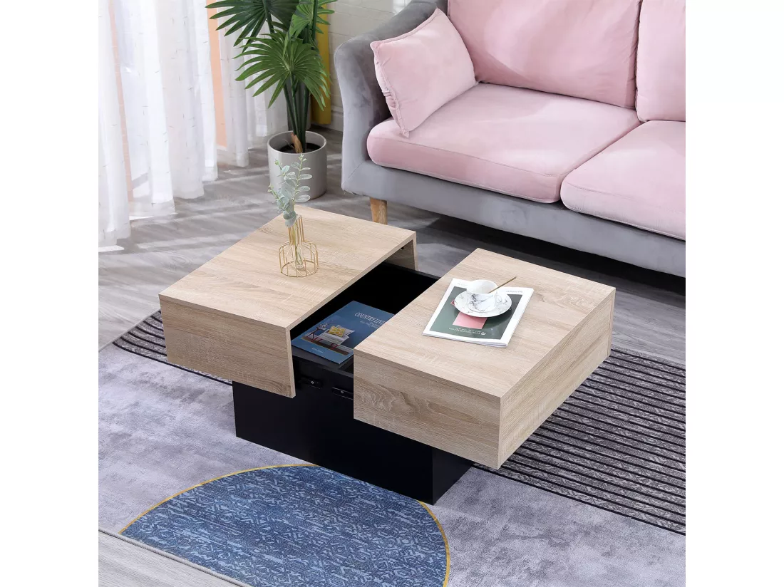 Table basse avec plateaux amovibles noire GRETA - HAPPY GARDEN