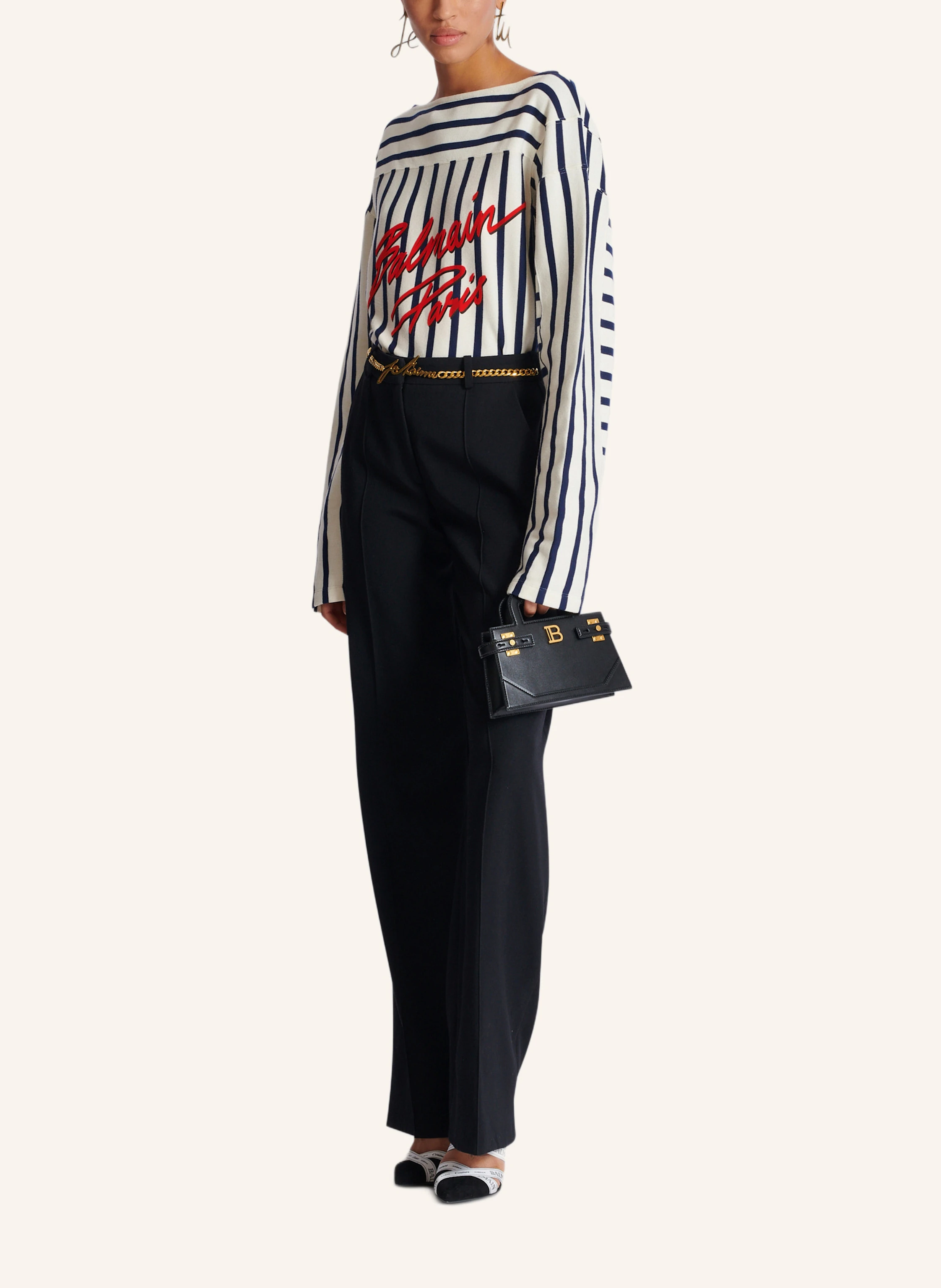 BALMAIN Kleine Tasche B-Buzz mit oberem Griff aus Kalbsleder