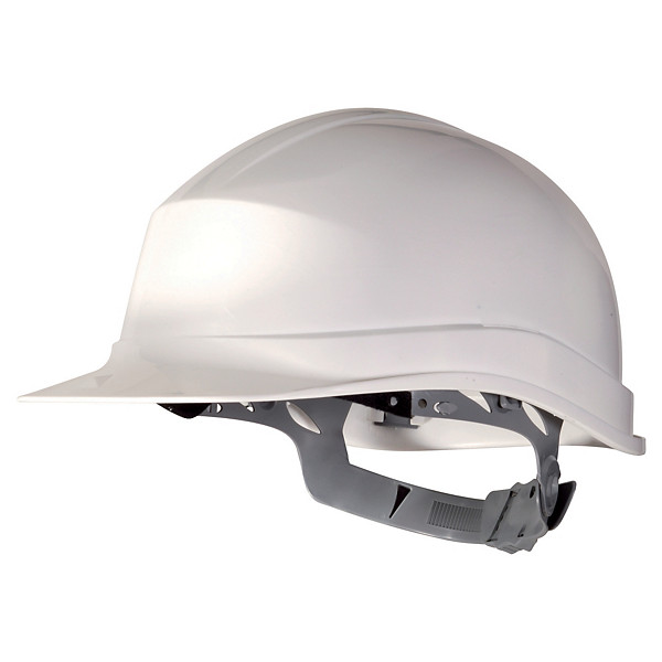 Casque de chantier avec serrage à glissière Delta Plus, blanc