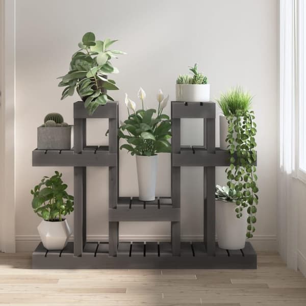 vidaXL Plantestativ grå 104,5x25x77,5 cm heltre furu