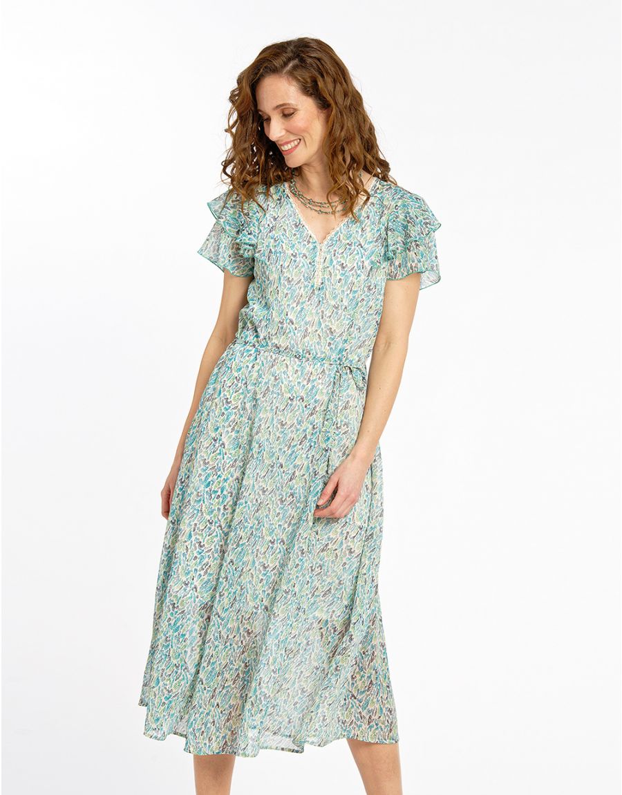 Robe longue voile verte