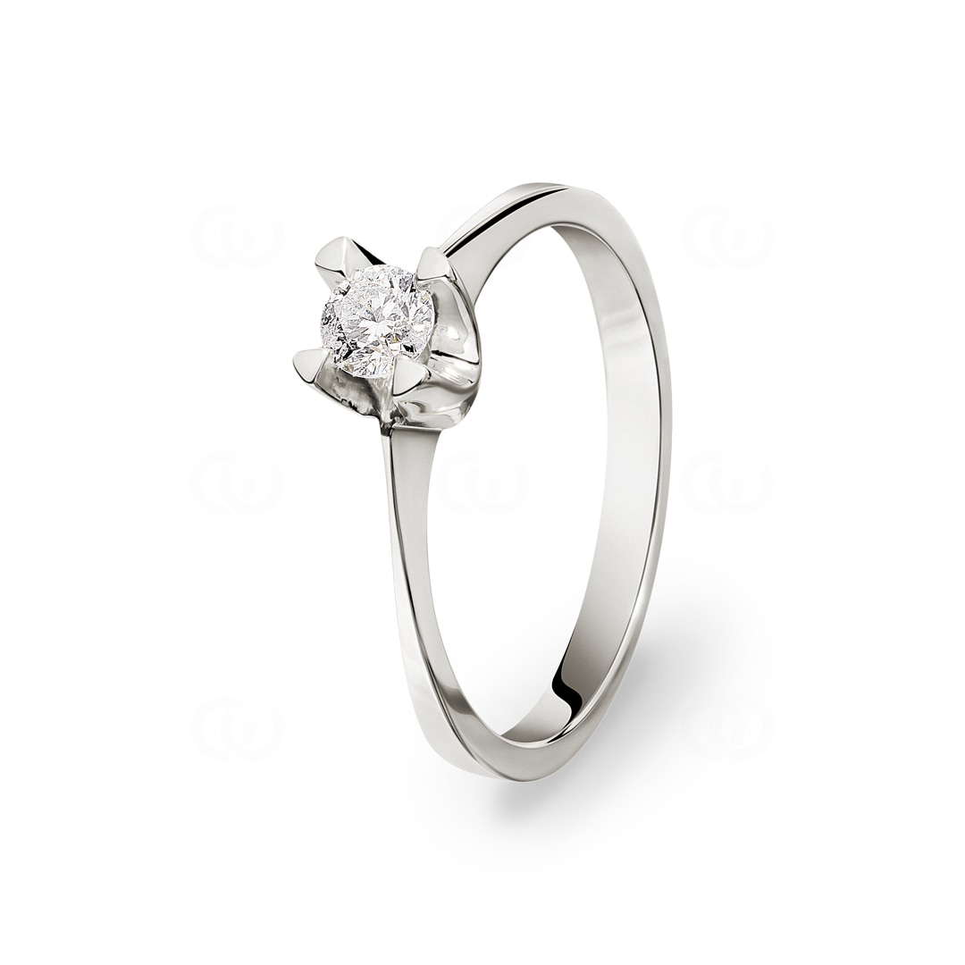 Verlobungsring 750/18 K Weissgold mit Diamant 0.24 ct H/si