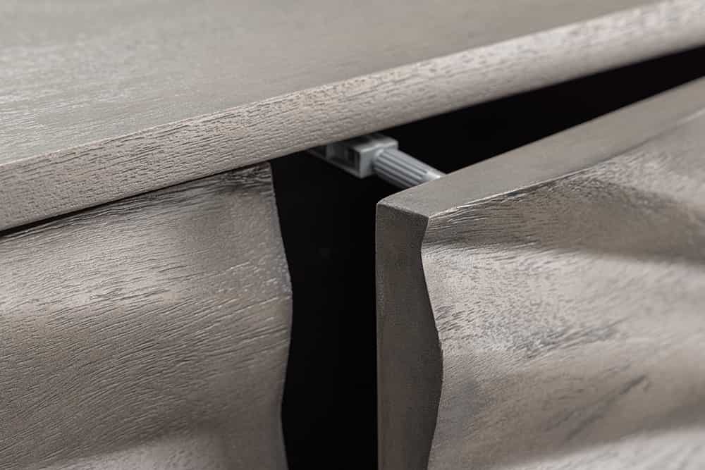 Massivholz Sideboard HURRICANE 175cm grau Akazie 3D-Design