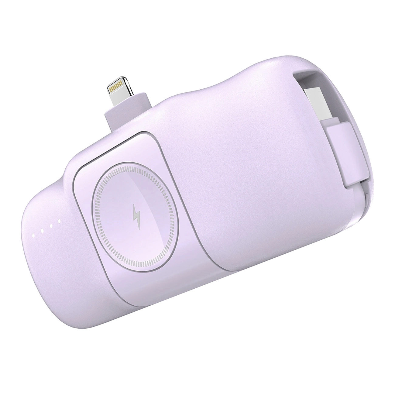(15W) 5000mAh Lightning Powerbank Ladegerät inkl. USB C Ladekabel mit LED Anzeige - Lila