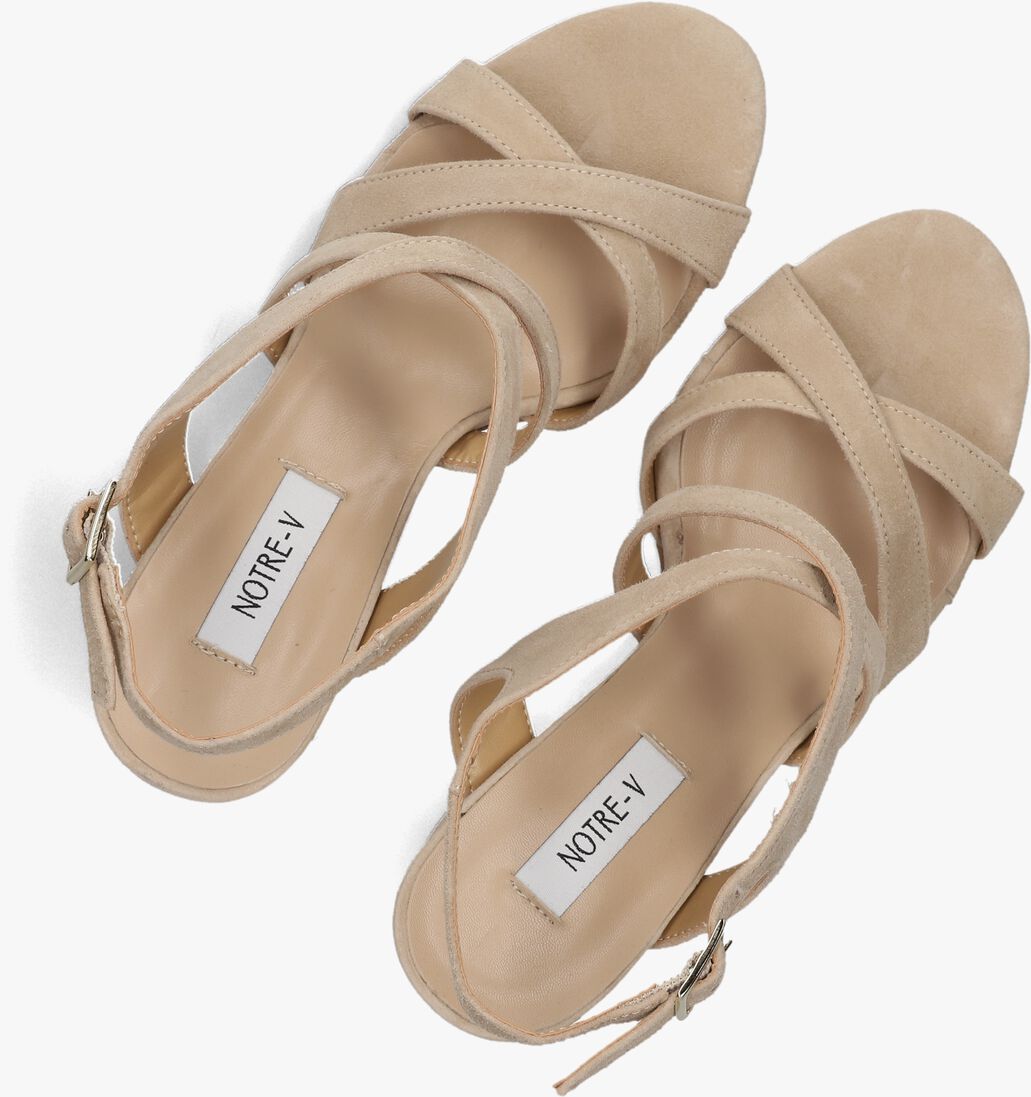 beige notre-v sandalen met hak 22552