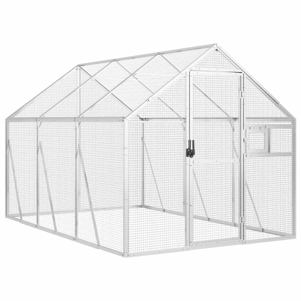 Gaiola para pássaros em alumínio vidaXL, prata, 1,79 x 10 x 1,85 m