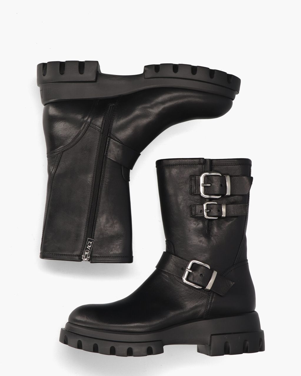 AGL Chunky Biker Zwart Dames Enkellaarsjes