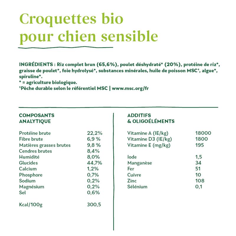 Yarrah Bio Sensitive, poulet & riz bio