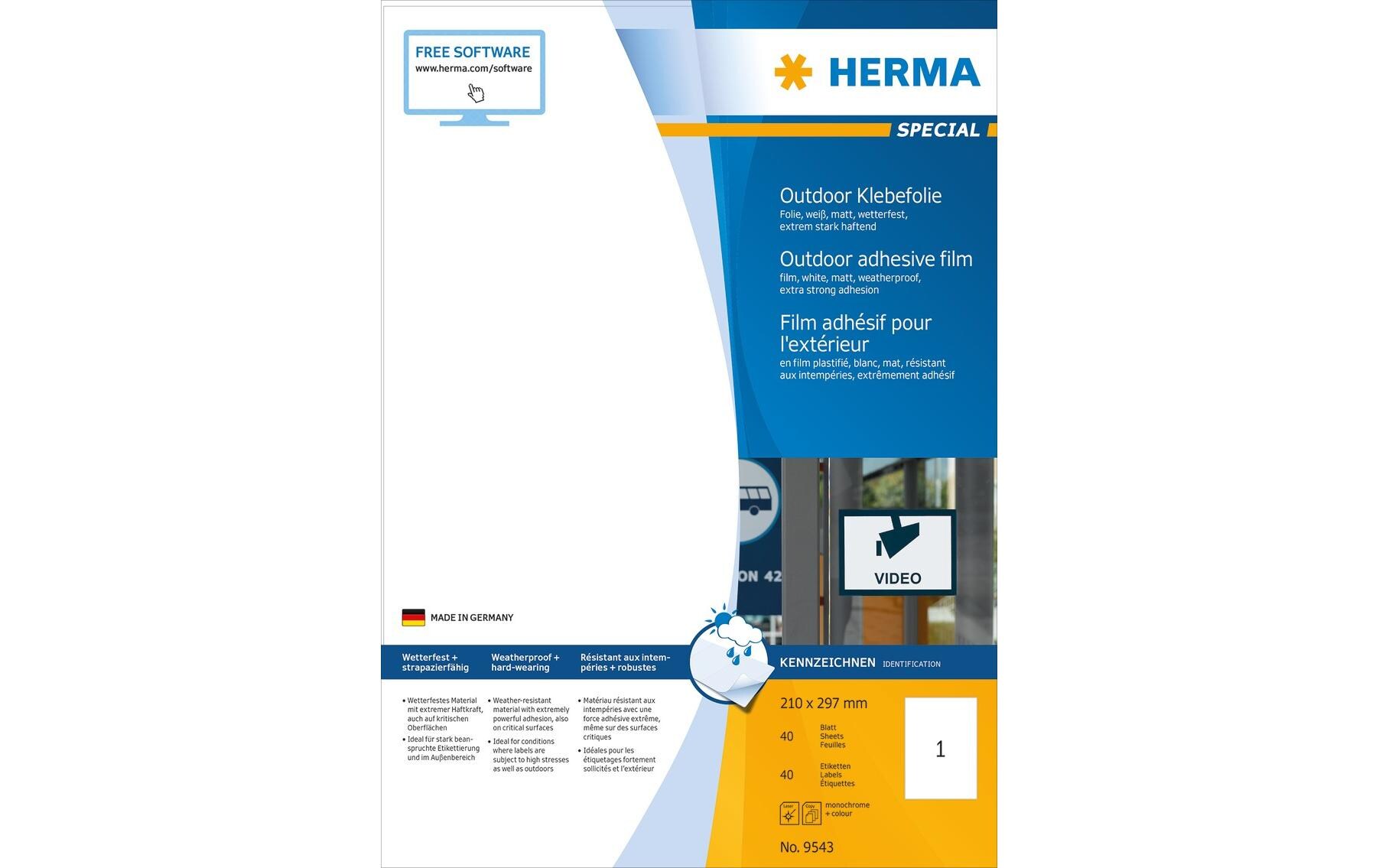 Outdoor-Etiketten 9543 210 x 297 mm, 40 EtikettenWetterfeste Etiketten