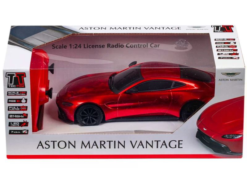 TEC-TOY Auto Aston Martin Vantage mit Licht, Rot, 1:24 Ferngesteuerter Sportwagen mit Licht für Kinder ab 6 Jahren