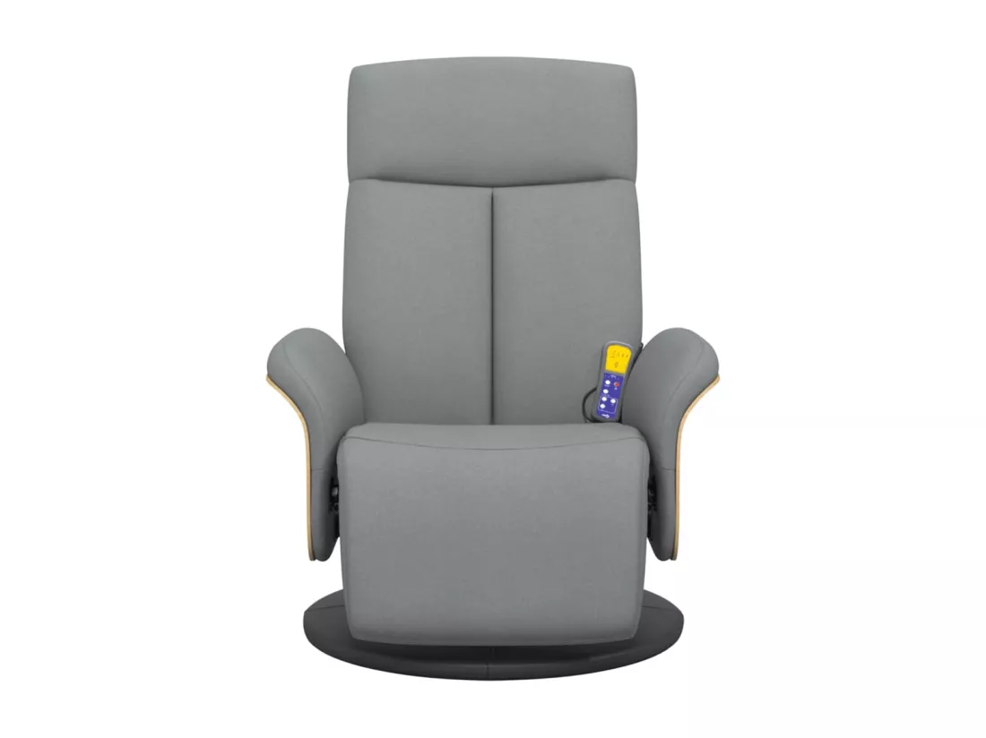 Fauteuil inclinable massant et repose-pieds gris clair tissu