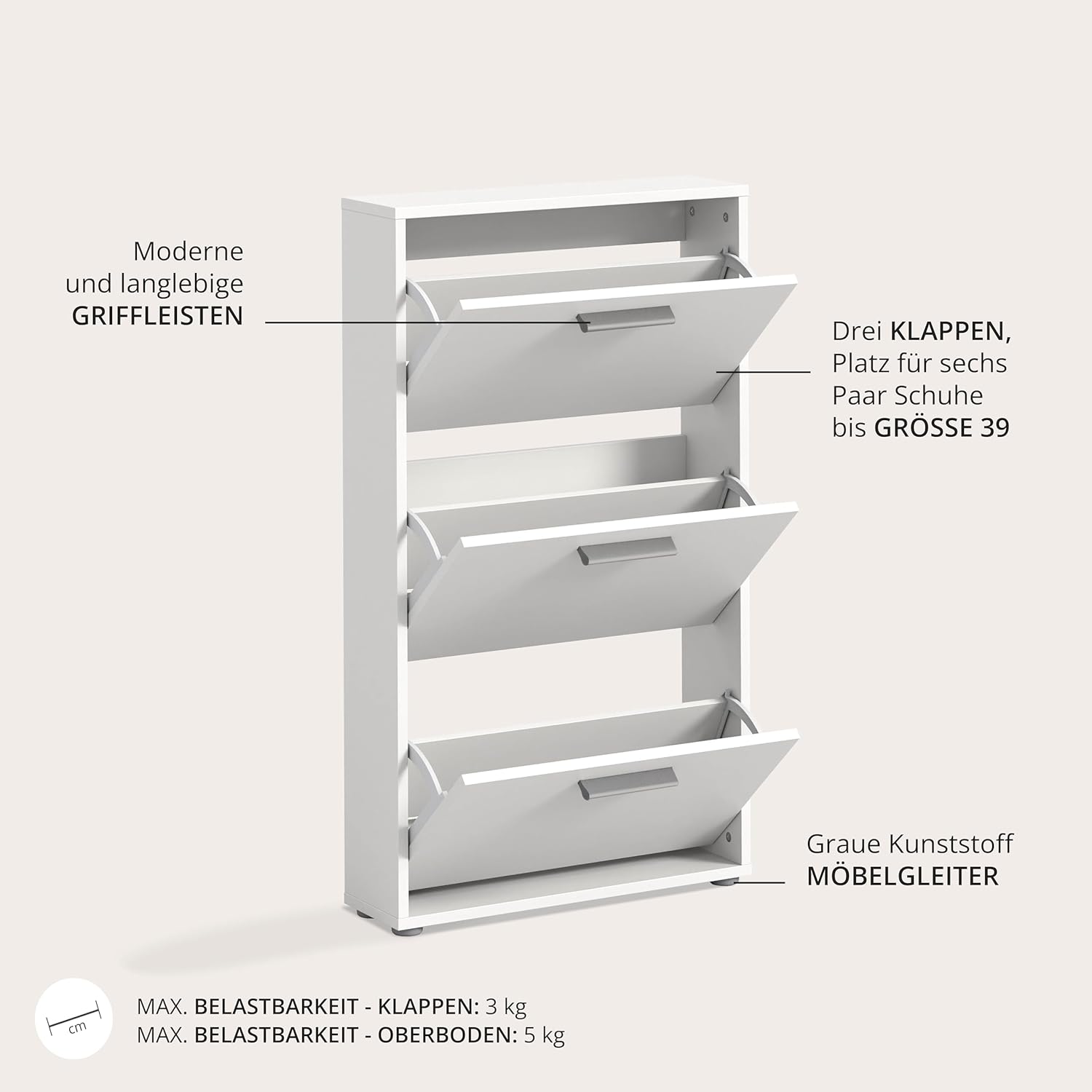 SAM Schuhkipper in Weiß - Praktisches Schuhregal Schuhschrank zur platzsparenden Aufbewahrung von Schuhen - 59 x 103 x 17 cm (B/H/T)