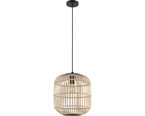 Hanglamp, 1-lichts, HxØ 110x35 cm, zwart/naturel, 43216
