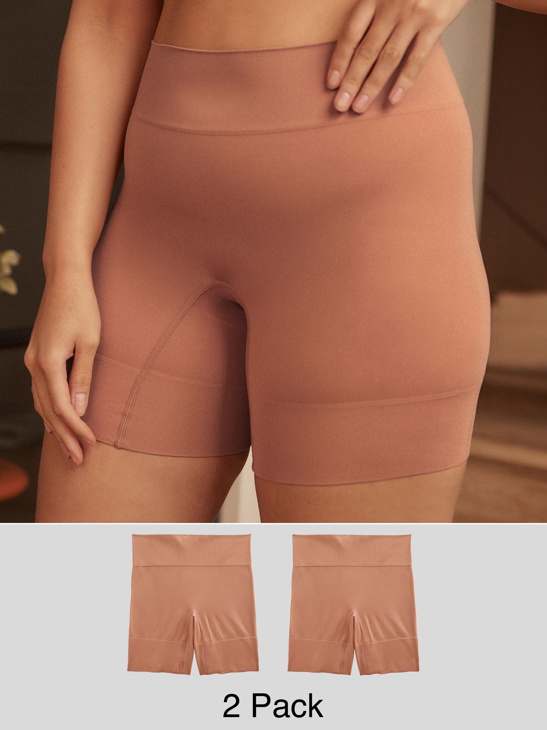 Caramel-nude - Verpakking van 2 naadloze irritatiewerende shorts