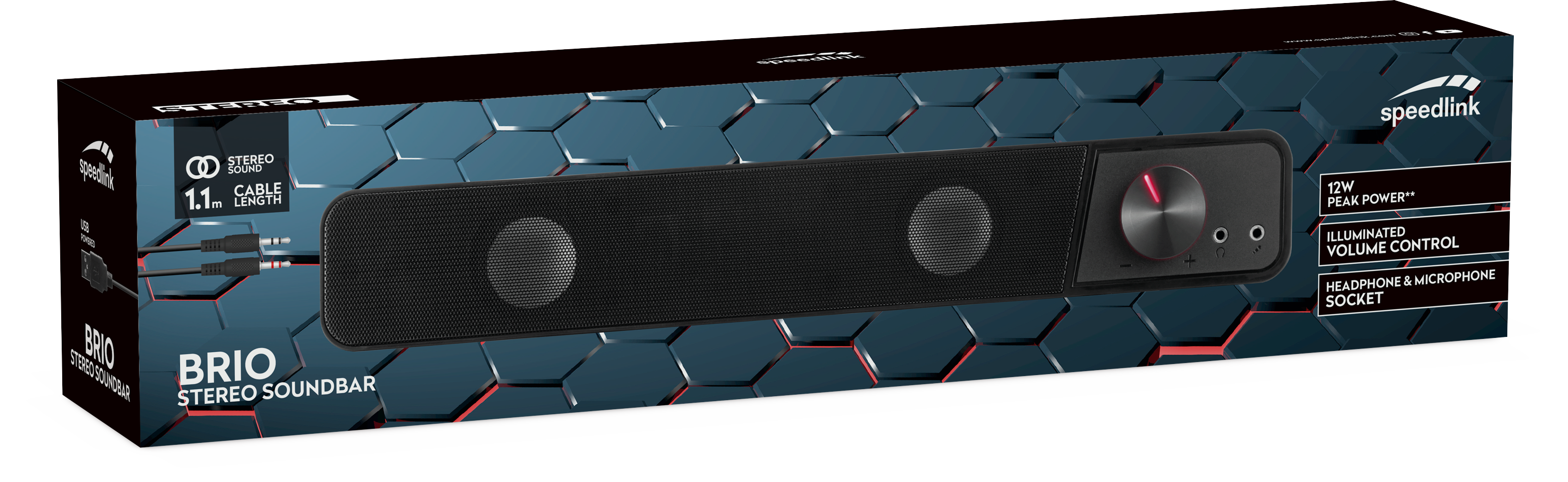 Speedlink - BRIO Stereo Soundbar, sort
