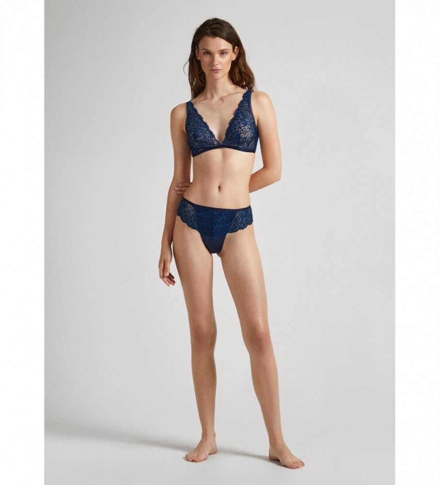 Cueca brasileira Pepe Jeans com renda azul-marinho
