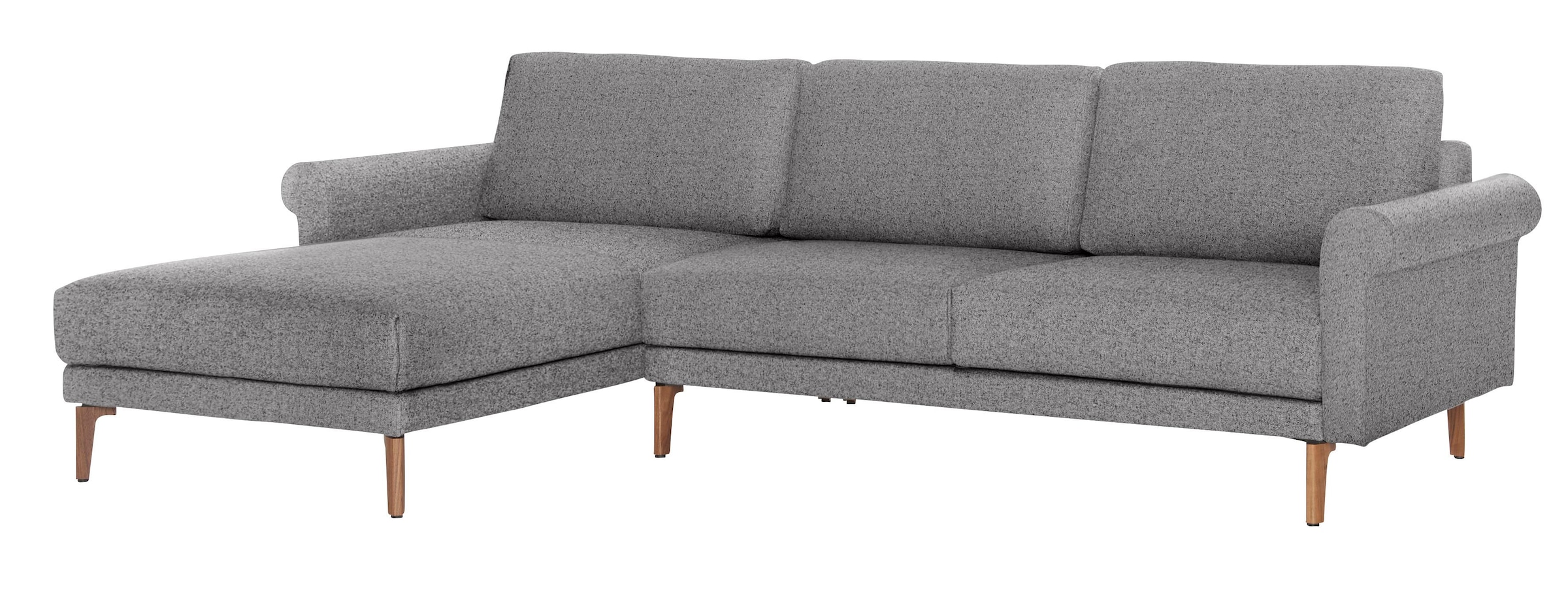 Creation BY ROLF BENZ Ecksofa »CR.450, Designecksofa, L-Form« Armlehne Schnecke modern Landhaus, Breite 262 cm, Fuss Nussbaum