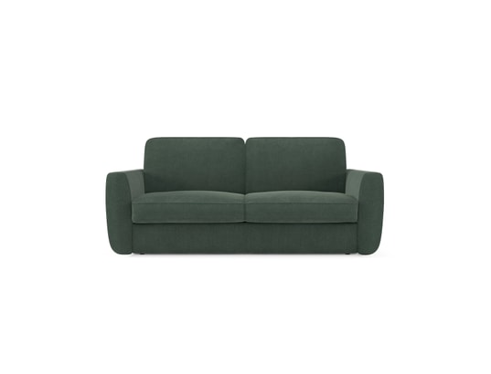 DIVANI.STORE - Canapé lit leonida matelas h18 cm vert 3 places