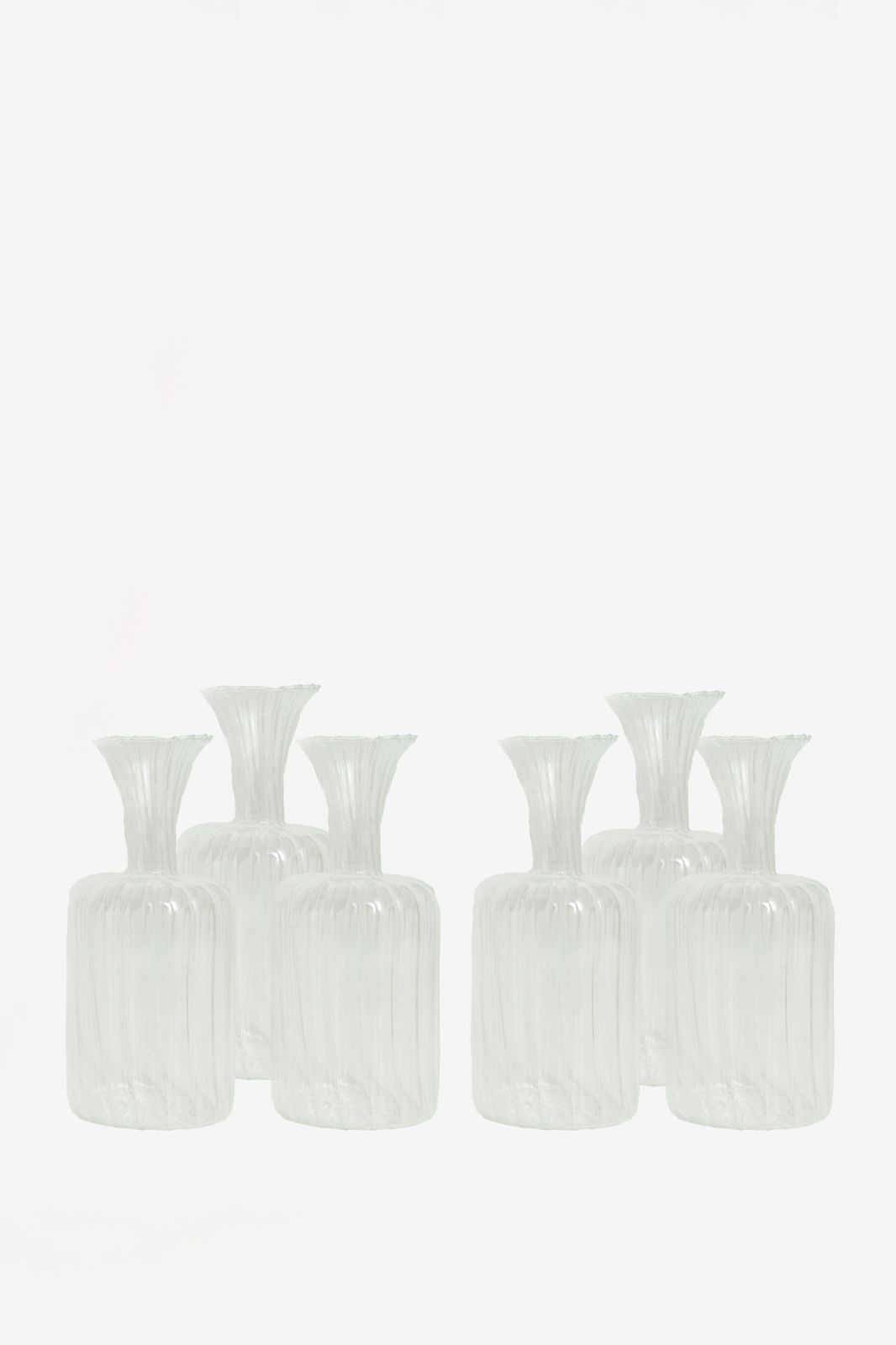 Glazen vaasje boro rib (6,5x14 cm)